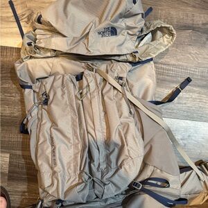 The North Face Tan and Blue Outdoor Backpack